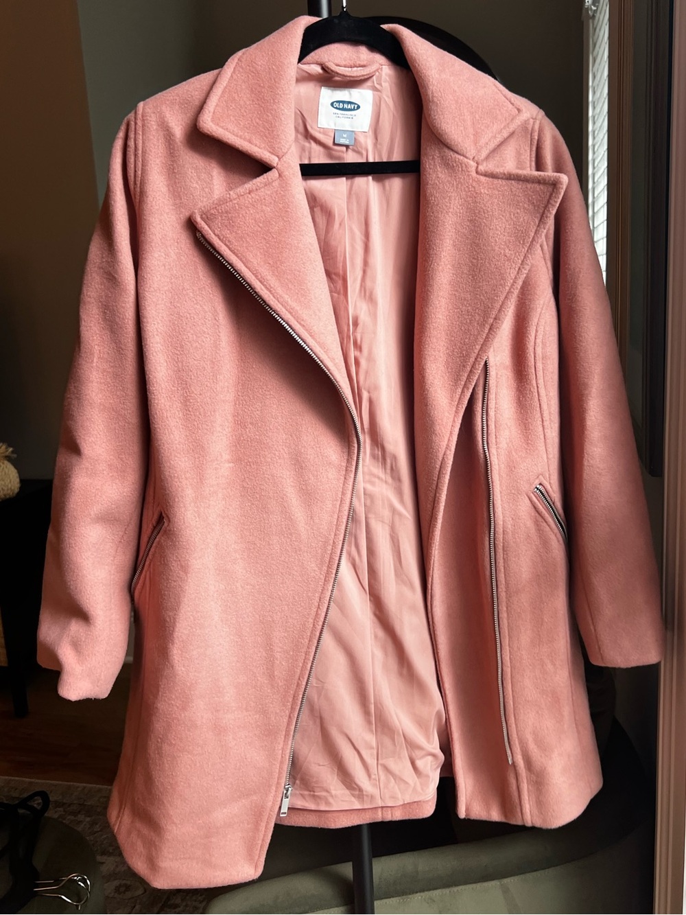 Old Navy Dusty Pink Wool-Blend Pea Coat